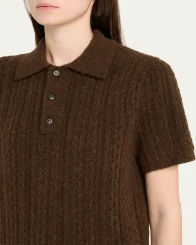MM6 MAISON MARGIELA Short-Sleeve Cable-Knit Polo Shirt | Thumbnail 5 MM6 MAISON MARGIELA Short-Sleeve Cable-Knit Polo Shirt | Thumbnail 5