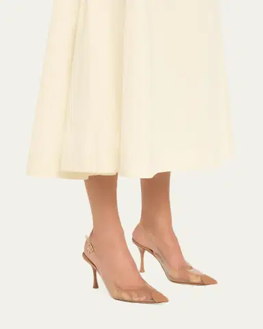 Gianvito Rossi Plexi Patent Leather Cap-Toe Slingback Pumps | Thumbnail 2