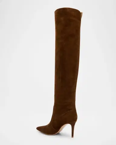 Gianvito Rossi Hansen Suede Pointed-Toe Knee Boots | Thumbnail 19