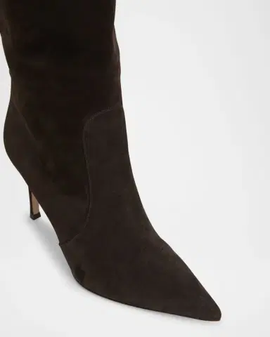 Gianvito Rossi Hansen Suede Pointed-Toe Knee Boots | Thumbnail 25