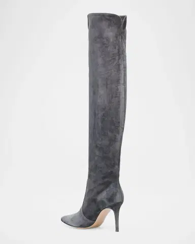 Gianvito Rossi Hansen Suede Pointed-Toe Knee Boots | Thumbnail 32