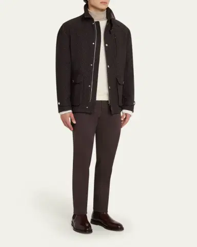 Brunello Cucinelli Men's Cashmere-Blend Full-Zip Jacket | Thumbnail 2 Brunello Cucinelli Men's Cashmere-Blend Full-Zip Jacket | Thumbnail 2