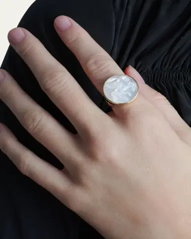 Anabel Aram Jewelry Pegasus Mother-of-Pearl Coin Signet Ring | Thumbnail 2