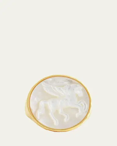 Anabel Aram Jewelry Pegasus Mother-of-Pearl Coin Signet Ring | Thumbnail 3