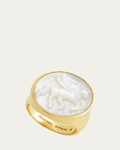 Anabel Aram Jewelry Pegasus Mother-of-Pearl Coin Signet Ring | Thumbnail 4