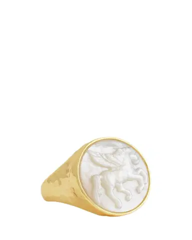 Anabel Aram Jewelry Pegasus Mother-of-Pearl Coin Signet Ring | Thumbnail 1