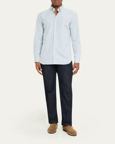 Bergdorf Goodman Men's Cotton Tattersall Check Button-Collar Sport Shirt | Thumbnail 2 Bergdorf Goodman Men's Cotton Tattersall Check Button-Collar Sport Shirt | Thumbnail 2