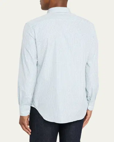 Bergdorf Goodman Men's Cotton Tattersall Check Button-Collar Sport Shirt | Thumbnail 3 Bergdorf Goodman Men's Cotton Tattersall Check Button-Collar Sport Shirt | Thumbnail 3