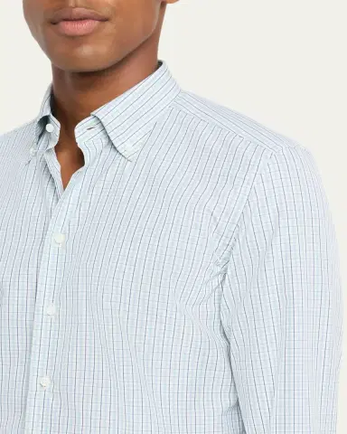 Bergdorf Goodman Men's Cotton Tattersall Check Button-Collar Sport Shirt | Thumbnail 5 Bergdorf Goodman Men's Cotton Tattersall Check Button-Collar Sport Shirt | Thumbnail 5