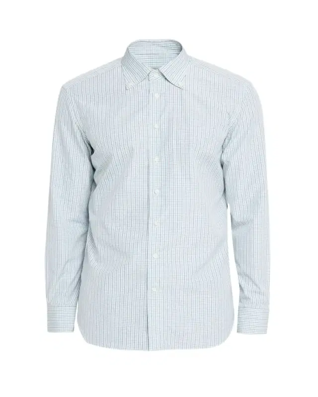 Men's Cotton Tattersall Check Button-Collar Sport Shirt