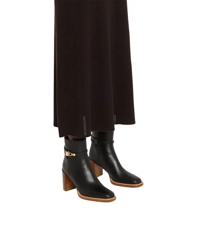 Nina Leather Clasp Ankle Boots