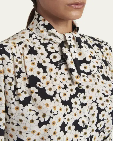 Valentino Garavani Daisy-Print Silk Neck-Scarf Blouse | Thumbnail 5 Valentino Garavani Daisy-Print Silk Neck-Scarf Blouse | Thumbnail 5