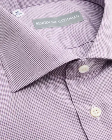Bergdorf Goodman Men's Cotton Micro-Check Spread Collar Dress Shirt | Thumbnail 2 Bergdorf Goodman Men's Cotton Micro-Check Spread Collar Dress Shirt | Thumbnail 2