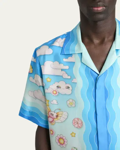 Casablanca Men's Silk Anime Casa Family Camp Shirt | Thumbnail 5