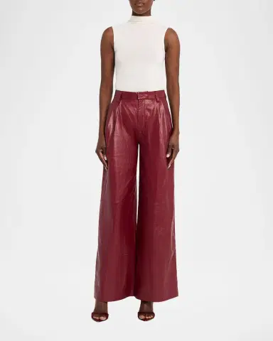 SIMKHAI Kobie Wide-Leg Leather Pants | Thumbnail 3
