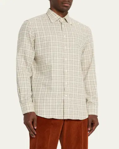 Bergdorf Goodman Men's Cotton Check Classic Fit Button-Down Shirt | Thumbnail 4 Bergdorf Goodman Men's Cotton Check Classic Fit Button-Down Shirt | Thumbnail 4