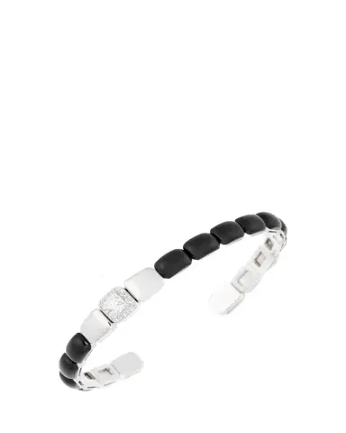 Nikos Koulis Oui Bracelet with Black Enamel in 18K White Gold | Thumbnail 1