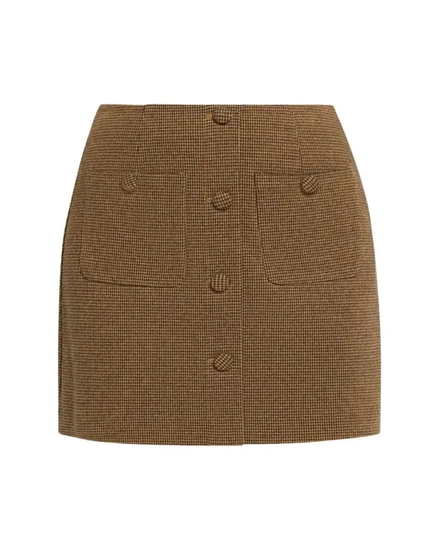Waverly Houndstooth Knit Mini Skirt