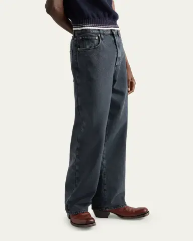 Prada Men's Overdyed Denim Wide-Leg Jeans | Thumbnail 2