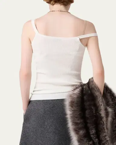 Miu Miu Pointelle V-Neck Tank Top | Thumbnail 2