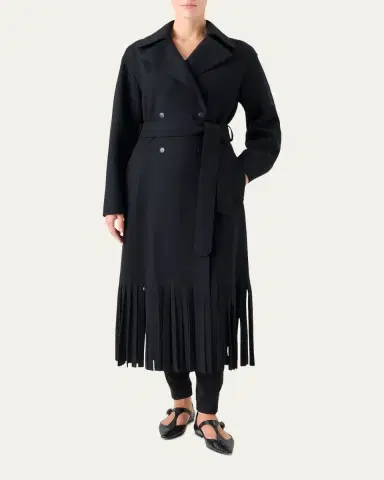 Akris punto Fringed Wool Belted Maxi Trench Coat | Thumbnail 2