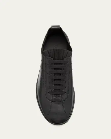 Giorgio Armani Men's Leather Tonal Knit Low-Top Sneakers | Thumbnail 3 Giorgio Armani Men's Leather Tonal Knit Low-Top Sneakers | Thumbnail 3