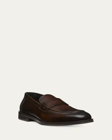 Stuart Weitzman Men's Club Brushed Leather Slip-On Loafers | Thumbnail 2