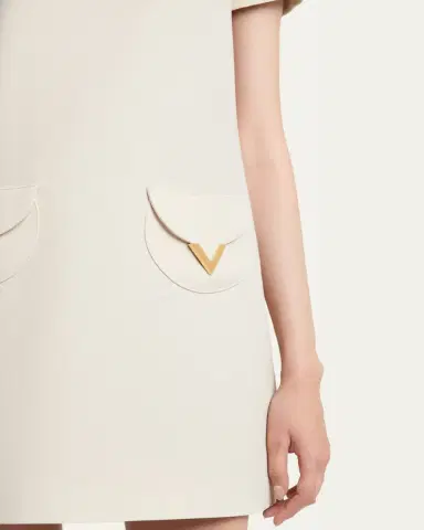 Valentino Garavani V-Logo Pocket Short-Sleeve Crepe Mini Dress | Thumbnail 5 Valentino Garavani V-Logo Pocket Short-Sleeve Crepe Mini Dress | Thumbnail 5