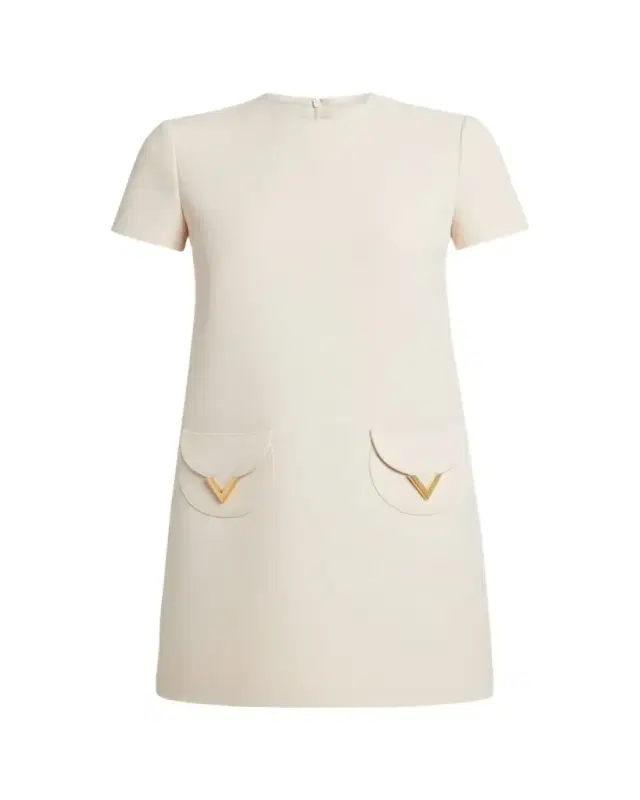 Valentino Garavani V-Logo Pocket Short-Sleeve Crepe Mini Dress
