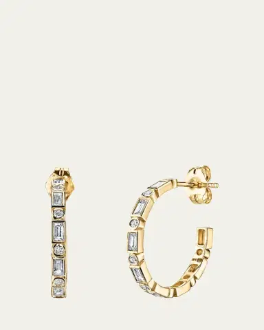 Sydney Evan Medium 14K Yellow Gold Diamond Hoops | Thumbnail 2