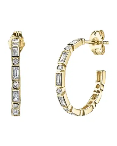 Sydney Evan Medium 14K Yellow Gold Diamond Hoops | Thumbnail 1