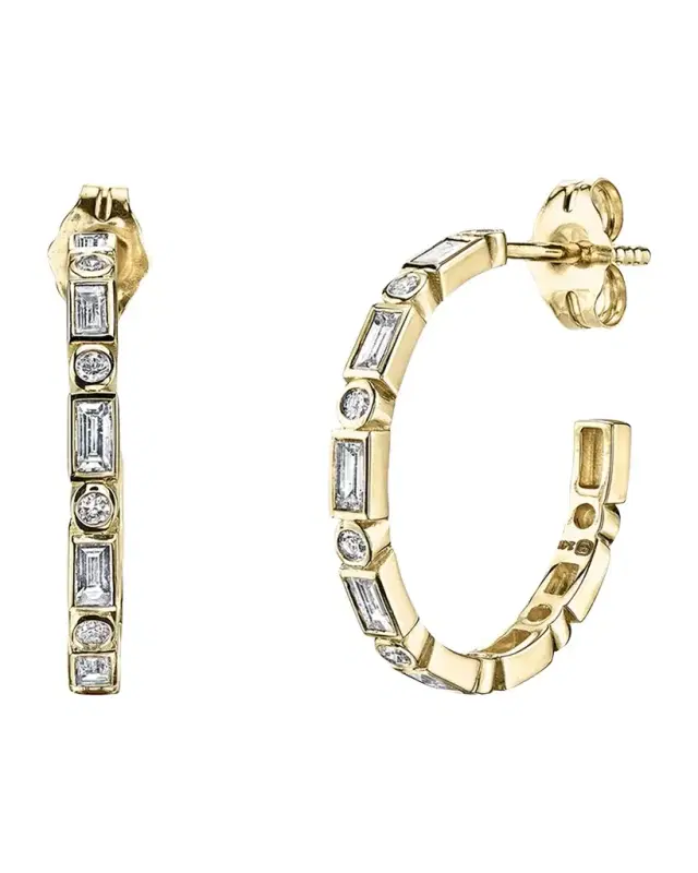 Medium 14K Yellow Gold Diamond Hoops