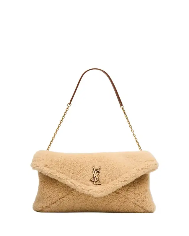Saint Laurent YSL Envelope Flap Shoulder Bag in Shearling