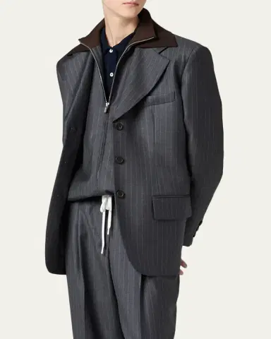 Miu Miu Pinstripe Single-Breasted Blazer Jacket | Thumbnail 2 Miu Miu Pinstripe Single-Breasted Blazer Jacket | Thumbnail 2