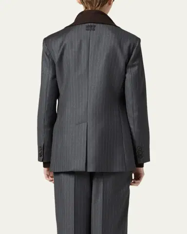 Miu Miu Pinstripe Single-Breasted Blazer Jacket | Thumbnail 4 Miu Miu Pinstripe Single-Breasted Blazer Jacket | Thumbnail 4