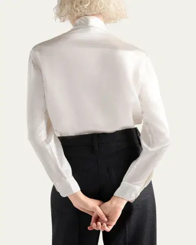 Prada Satin Bow-Neck Button-Down Blouse | Thumbnail 3 Prada Satin Bow-Neck Button-Down Blouse | Thumbnail 3