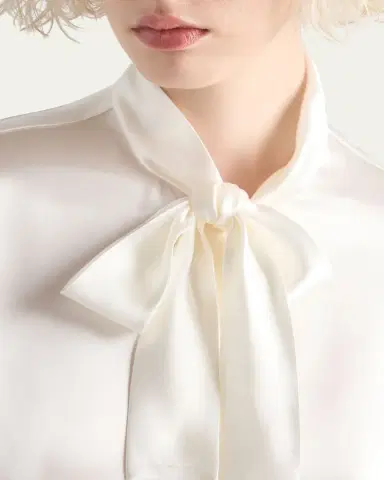 Prada Satin Bow-Neck Button-Down Blouse | Thumbnail 4 Prada Satin Bow-Neck Button-Down Blouse | Thumbnail 4