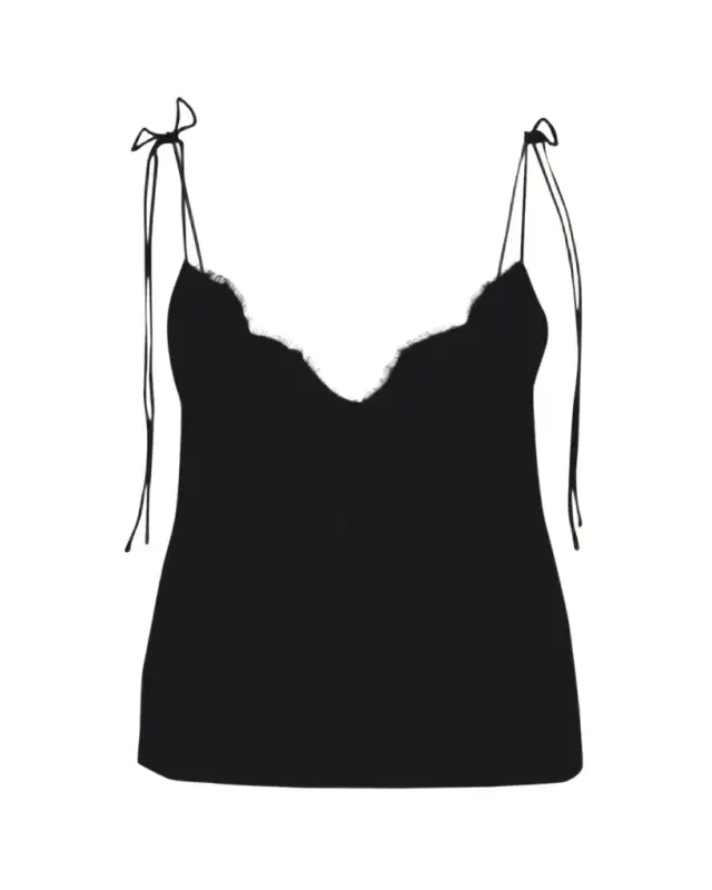 Valentino Garavani Lace-Trim Silk Cami Top