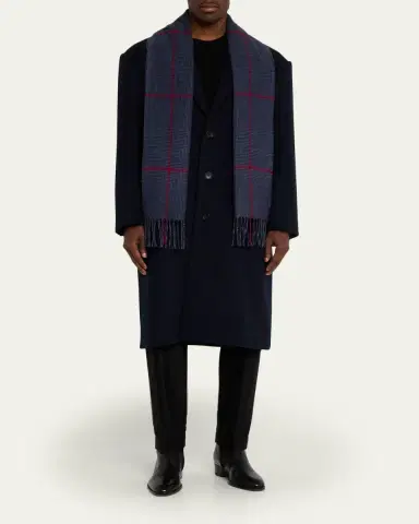 PIACENZA Men's Silk Cashmere Glen Plaid Scarf | Thumbnail 2 PIACENZA Men's Silk Cashmere Glen Plaid Scarf | Thumbnail 2