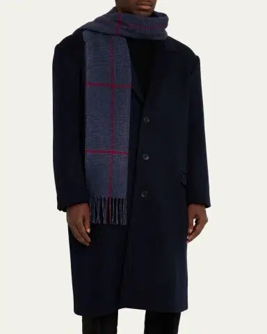 PIACENZA Men's Silk Cashmere Glen Plaid Scarf | Thumbnail 3 PIACENZA Men's Silk Cashmere Glen Plaid Scarf | Thumbnail 3