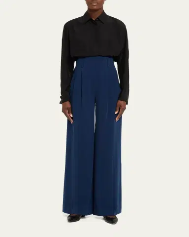 Akris punto Florina High-Rise Pleated Crepe Wide-Leg Pants | Thumbnail 2 Akris punto Florina High-Rise Pleated Crepe Wide-Leg Pants | Thumbnail 2
