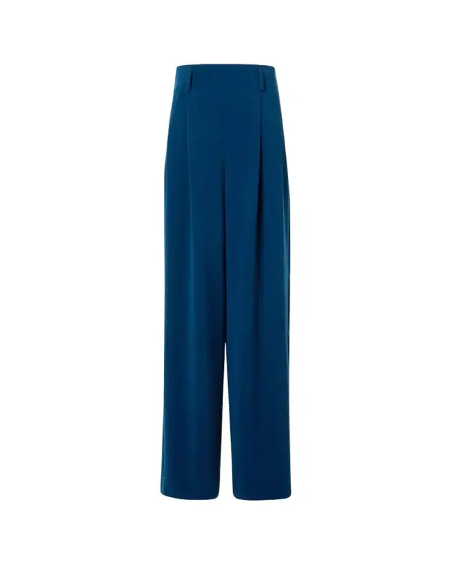 Florina High-Rise Pleated Crepe Wide-Leg Pants