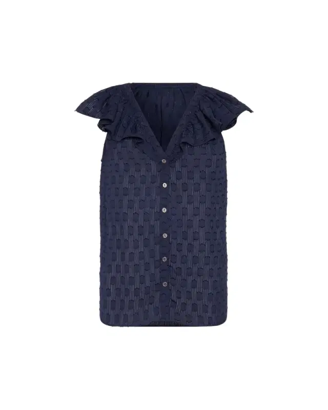 Silvia Dot Ruffle-Trim Top