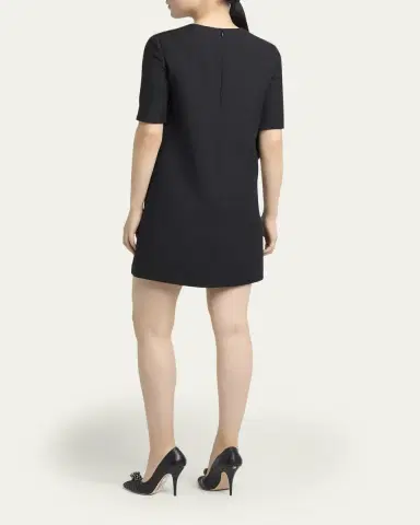Valentino Garavani Bow Collar Wool-Blend Mini Dress | Thumbnail 3 Valentino Garavani Bow Collar Wool-Blend Mini Dress | Thumbnail 3