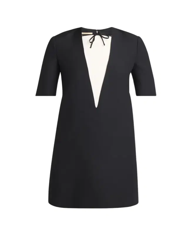 Valentino Garavani Bow Collar Wool-Blend Mini Dress