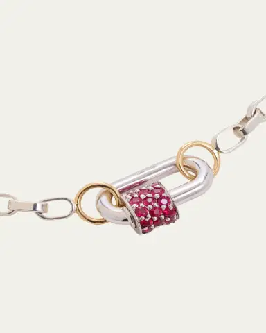 Marla Aaron Stoned Chubby Babylock in 14K White Gold with Rubies | Thumbnail 3 Marla Aaron Stoned Chubby Babylock in 14K White Gold with Rubies | Thumbnail 3