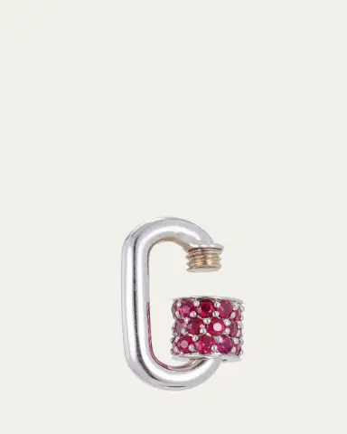 Marla Aaron Stoned Chubby Babylock in 14K White Gold with Rubies | Thumbnail 4 Marla Aaron Stoned Chubby Babylock in 14K White Gold with Rubies | Thumbnail 4