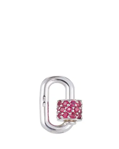 Marla Aaron Stoned Chubby Babylock in 14K White Gold with Rubies | Thumbnail 1 Marla Aaron Stoned Chubby Babylock in 14K White Gold with Rubies | Thumbnail 1