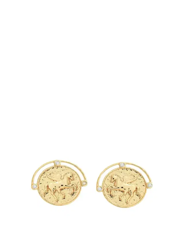 Anabel Aram Jewelry Pegasus Coin Stud Earrings