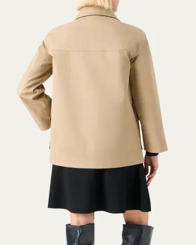 Akris punto Faux-Leather Collar Cotton Gabardine Parka Jacket | Thumbnail 3 Akris punto Faux-Leather Collar Cotton Gabardine Parka Jacket | Thumbnail 3